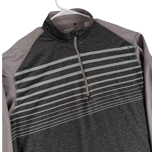 Ping Quarter Zip Golf Shirt Mens XL Gray Striped Performance Sensorcool Wicking - Picture 1 of 12